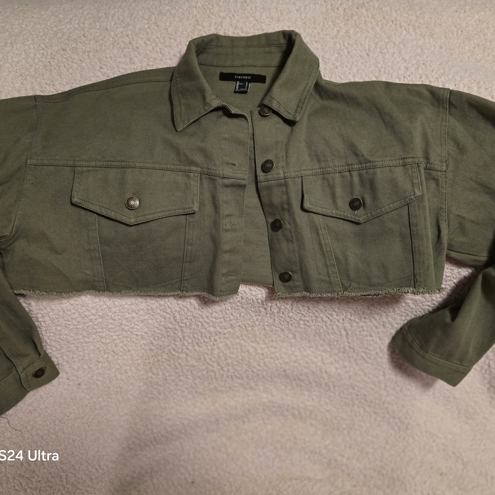 Forever 21 Green Cropped Utility Jacket